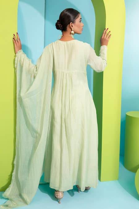 Neha Khullar Chanderi Silk Embroidered Anarkali Set 