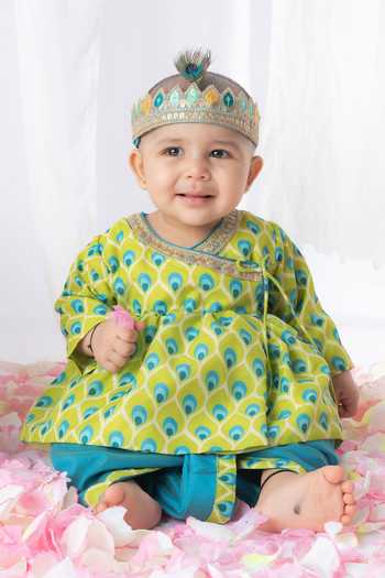 Lil Angels Printed Angrakha & Dhoti Pant Set 