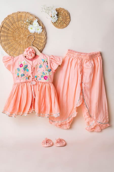 Lil Angels Embroidered Angrakha & Palazzo Set 
