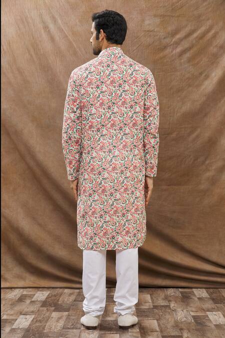 Shop Aham-Vayam Multi Color Cotton Floral Print Kurta Set at Aza Fashions Shop_Aham-Vayam_Multi Color Cotton Floral Print Kurta Set_at_Aza_Fashions