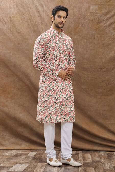 Aham-Vayam Multi Color Cotton Floral Print Kurta Set Online at Aza Fashions Aham-Vayam_Multi Color Cotton Floral Print Kurta Set_Online_at_Aza_Fashions