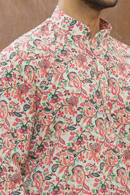 Aham-Vayam Multi Color Cotton Floral Print Kurta Set at Aza Fashions Aham-Vayam_Multi Color Cotton Floral Print Kurta Set_at_Aza_Fashions