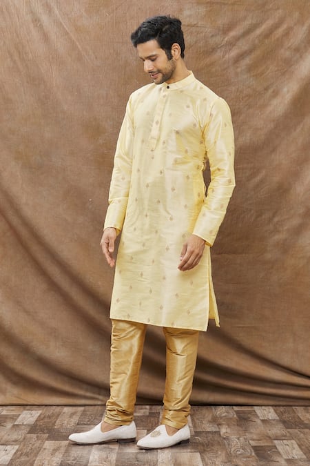 Buy Aham-Vayam Cream Silk Blend Floral Kamal Embroidered Kurta Set Online at Aza Fashions Buy_Aham-Vayam_Cream Silk Blend Floral Kamal Embroidered Kurta Set _Online_at_Aza_Fashions