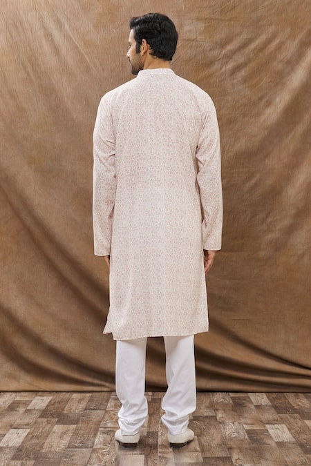 Shop Aham-Vayam Beige Cotton Floral Print Kurta Set at Aza Fashions Shop_Aham-Vayam_Beige Cotton Floral Print Kurta Set _at_Aza_Fashions