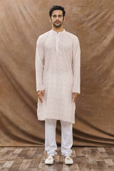 Aham-Vayam Beige Cotton Floral Print Kurta Set Online at Aza Fashions Aham-Vayam_Beige Cotton Floral Print Kurta Set _Online_at_Aza_Fashions