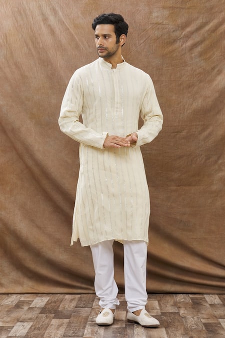 Aham-Vayam Lurex Striped Kurta Set 