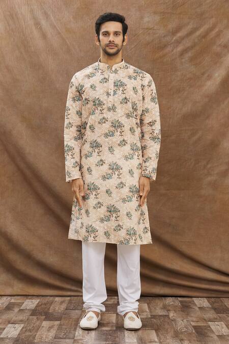 Buy Aham-Vayam Beige Cotton Floral Print Kurta Set Online at Aza Fashions Buy_Aham-Vayam_Beige Cotton Floral Print Kurta Set _Online_at_Aza_Fashions