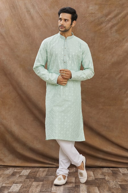 Aham-Vayam Mirror Embroidered Kurta Set 