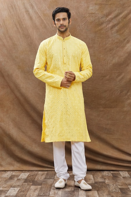 Aham-Vayam Mirror Embroidered Kurta Set 