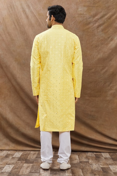 Aham-Vayam Mirror Embroidered Kurta Set 