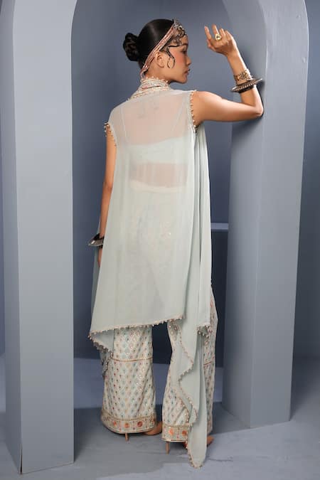 Aditi Gupta Embellished Cape With Palazzo Set  