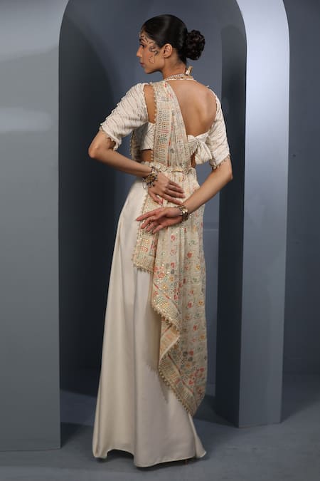 Aditi Gupta Embroidered Pre-Draped Saree With Blouse 