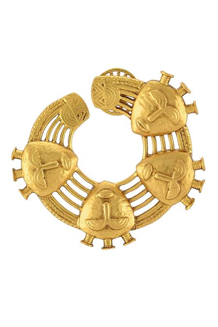 Masaba Gold Plated Circle Of Mask Hoops Online at Aza Fashions Masaba_Gold Plated Circle Of Mask Hoops_Online_at_Aza_Fashions