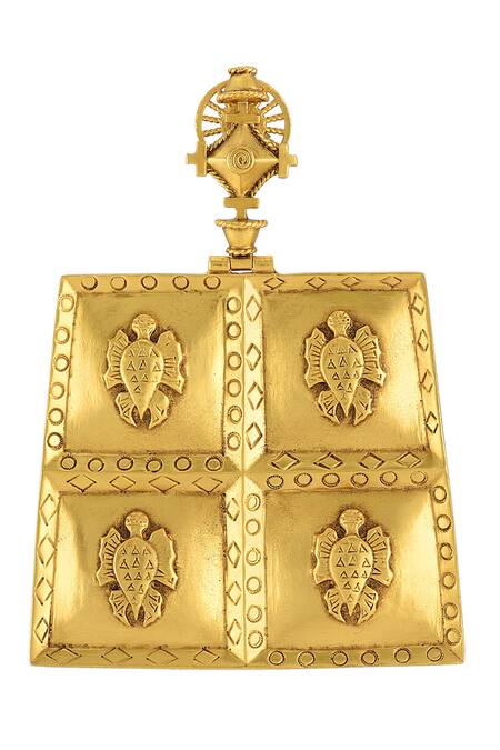 Masaba_Gold Plated Turtle Folk Tale Dangler Earrings_Online_at_Aza_Fashions