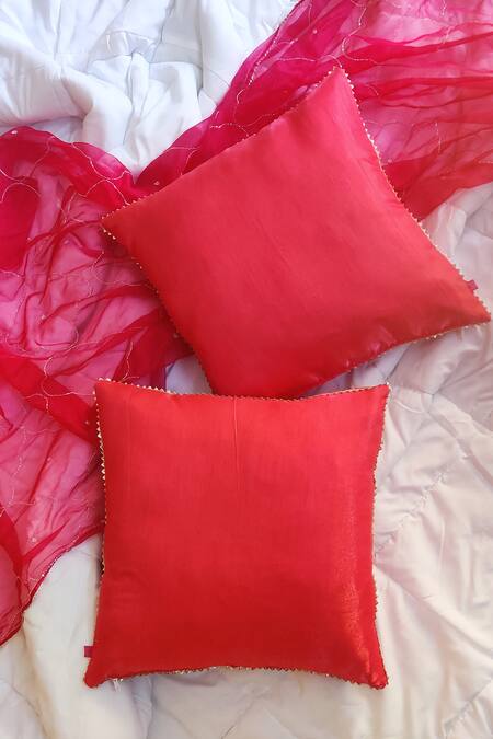 Shop Raffinee Gold Cotton Polyester Blend Embroidery Cushion Cover Of 3 Online at Aza Fashions Shop_Raffinee_Gold Cotton Polyester Blend Embroidery Cushion Cover Of 3_Online_at_Aza_Fashions