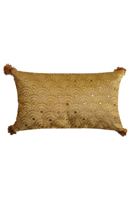 Raffinee Gold Cotton Polyester Blend Embroidery Cushion Cover Of 3 at Aza Fashions Raffinee_Gold Cotton Polyester Blend Embroidery Cushion Cover Of 3_at_Aza_Fashions