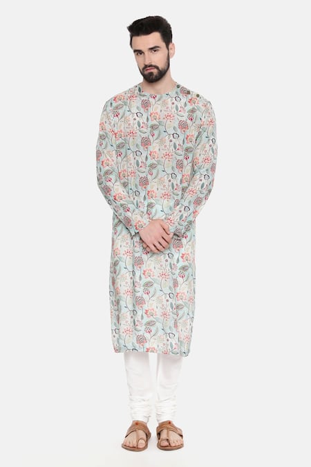 Mayank Modi - Men Floral Print Kurta Set 