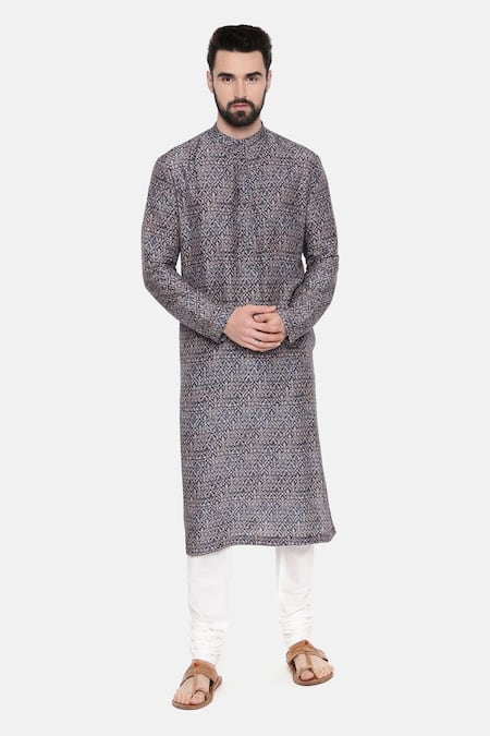 Mayank Modi - Men Geometric Print Kurta Set 