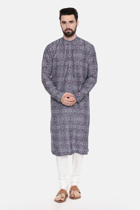 Mayank Modi - Men Floral Print Kurta Set 