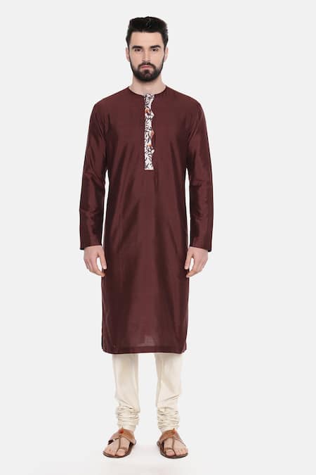 Buy Mayank Modi - Men Brown Silk And Chanderi Kurta & Churidar Set Online at Aza Fashions Buy_Mayank Modi - Men_Brown Silk And Chanderi Kurta & Churidar Set_Online_at_Aza_Fashions