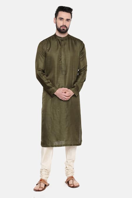 Mayank Modi - Men Mukaish Embroidered Kurta & Churidar Set 