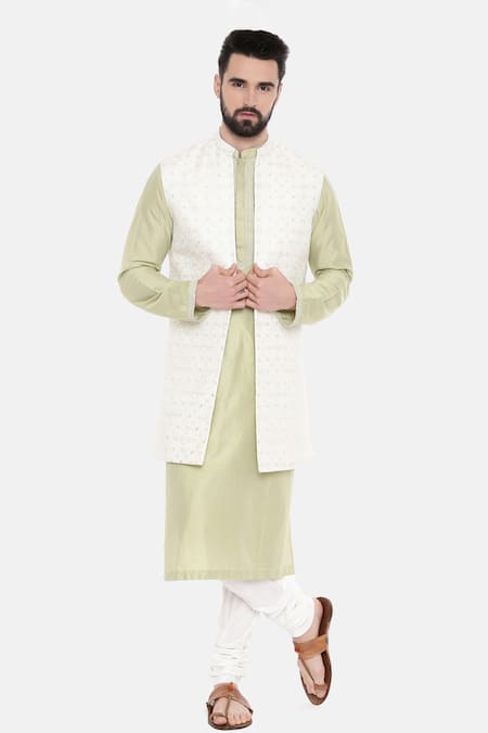 Pista Indo Kurta Set with Embroidered Kurta & Long Jacket | Ethnic Wear for  Men – Laromani