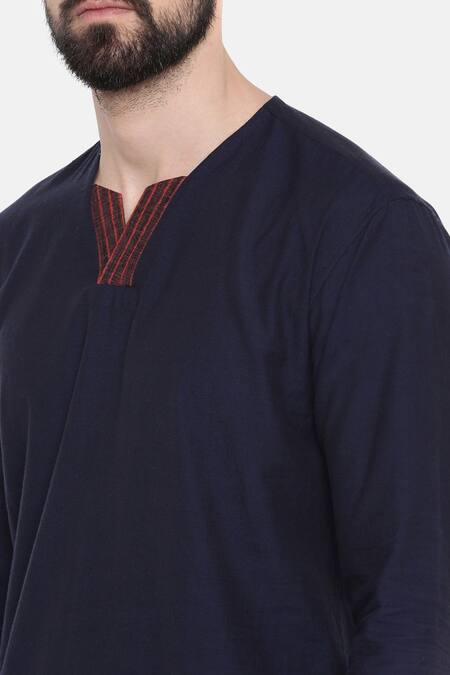 Mayank Modi - Men_Blue Cotton Short Kurta For Kids_at_Aza_Fashions