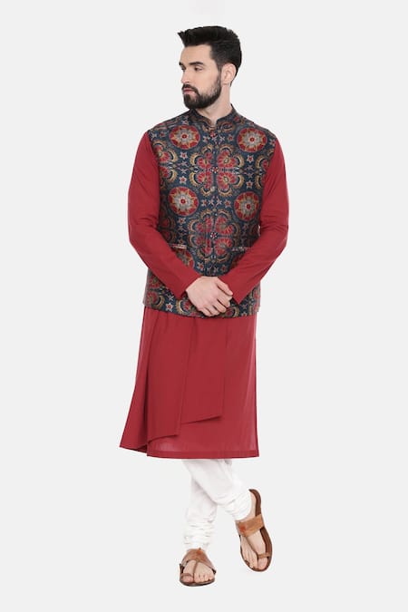 Mayank Modi - Men Silk Floral Print Bundi 