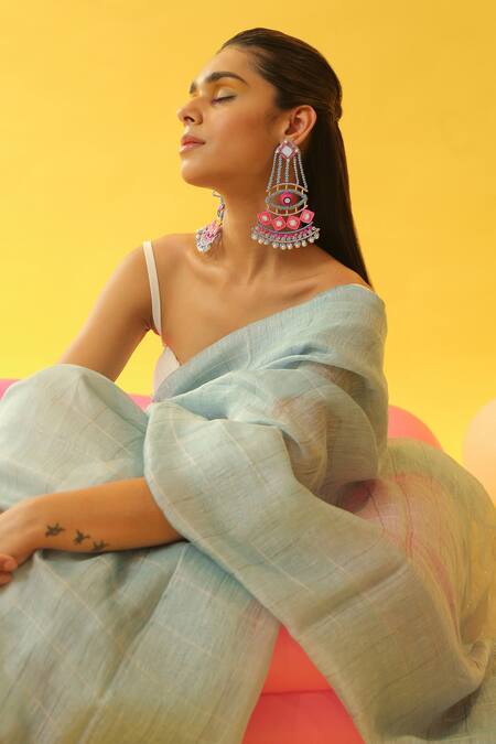 Shop NAKHREWAALI Multi Color Organically Dyed Beads Handcrafted Chandbalis at Aza Fashions Shop_NAKHREWAALI_Multi Color Organically Dyed Beads Handcrafted Chandbalis_at_Aza_Fashions