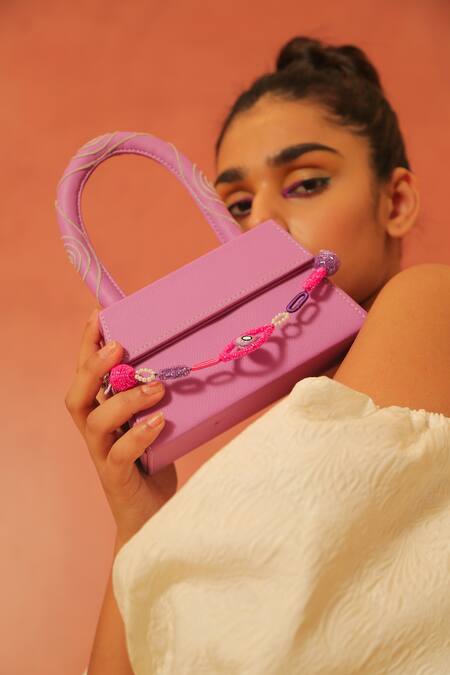 Buy_NAKHREWAALI_Purple Snatched Handbag_Online_at_Aza_Fashions