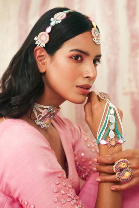 NAKHREWAALI_Multi Color Organically Dyed Beads Milan Handcrafted Mathapatti_Online_at_Aza_Fashions