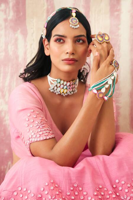 Buy_NAKHREWAALI_Multi Color Organically Dyed Beads Milan Handcrafted Mathapatti_Online_at_Aza_Fashions