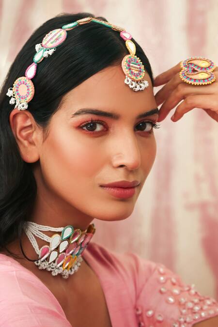 Shop_NAKHREWAALI_Multi Color Organically Dyed Beads Milan Handcrafted Mathapatti_Online_at_Aza_Fashions