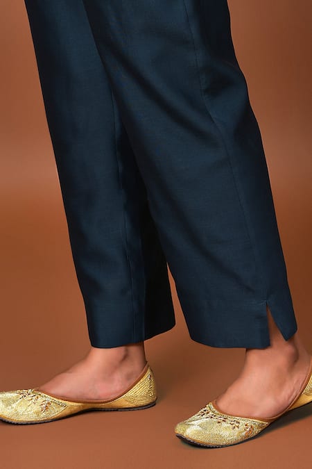 Shop_NUHH_Blue Cami- Cotton, Dupatta- Chanderi, Kurta, Pant Floral, Bandhani Print Set_Online_at_Aza_Fashions