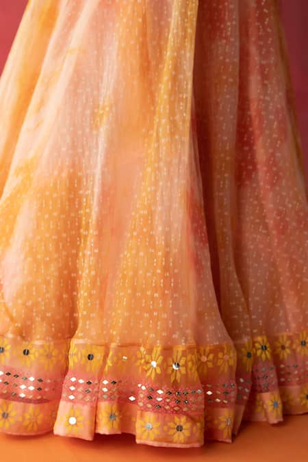 Surbhi Gupta Pink Organza Floral, Mirror, Sequin Notched Amy Embellished Jacket And Lehenga Set at Aza Fashions Surbhi Gupta_Pink Organza Floral, Mirror, Sequin Notched Amy Embellished Jacket And Lehenga Set _at_Aza_Fashions