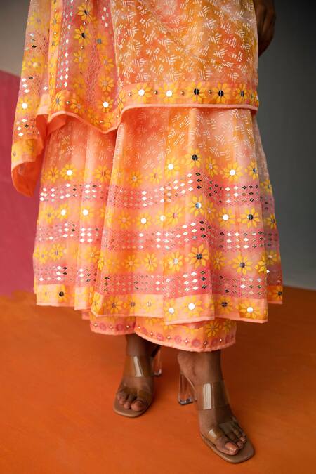 Shop_Surbhi Gupta_Pink Organza Printed Geometric Rosa Embroidered Anarkali Set  _Online_at_Aza_Fashions