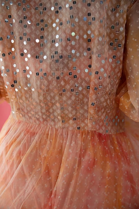 Shop Surbhi Gupta Orange Inner And Trouser - Cotton Silk Zia Tie Dye Anarkali And Pant Set Online at Aza Fashions Shop_Surbhi Gupta_Orange Inner And Trouser - Cotton Silk Zia Tie Dye Anarkali And Pant Set _Online_at_Aza_Fashions