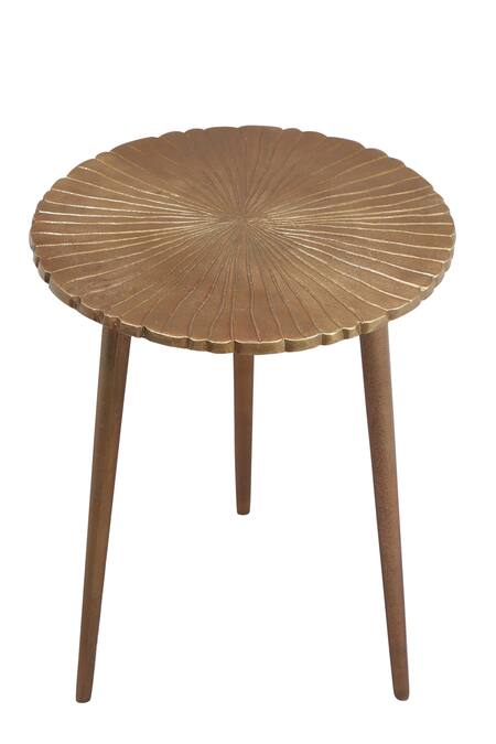 Shop_MANOR HOUSE_Brown Aluminium Antique Brass Finish Table _at_Aza_Fashions