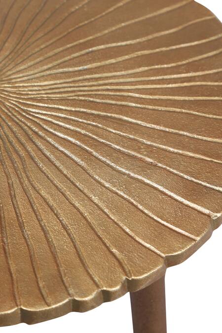 MANOR HOUSE_Brown Aluminium Antique Brass Finish Table _Online_at_Aza_Fashions