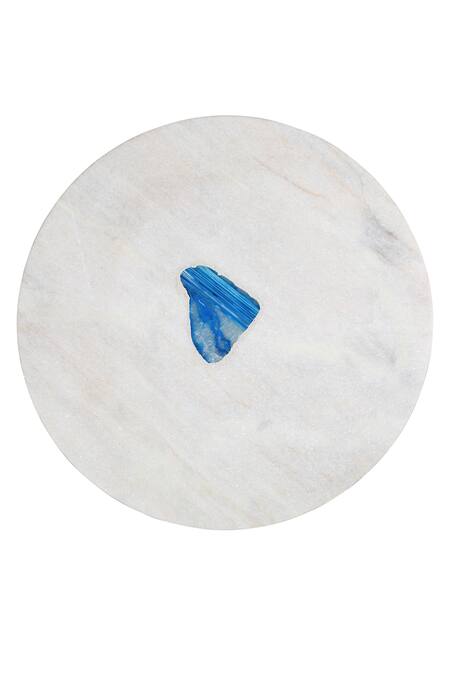 Manor House_White Iron, Marble And Agate Stone & Top Table_Online_at_Aza_Fashions