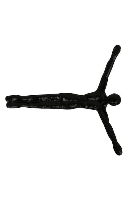 Manor House_Black Aluminium Man Upside Down Wall Hanging Single Pc_Online_at_Aza_Fashions