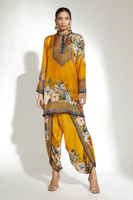 Rajdeep Ranawat Reza Silk Printed Short Kurta 