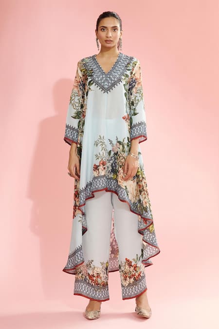 Rajdeep Ranawat Aarvi Silk Printed Asymmetric Tunic 