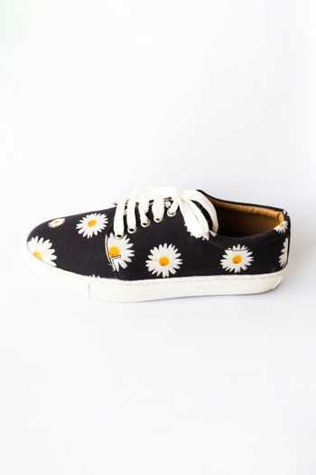 LA Fiza_Black Layla Daisy Sneakers_Online_at_Aza_Fashions