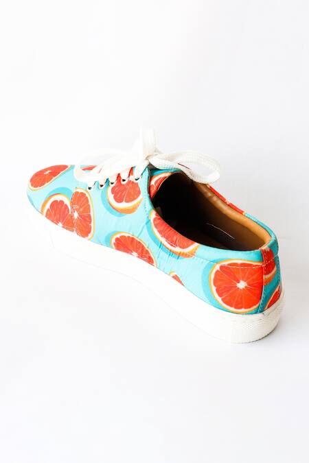 Shop_LA Fiza_Blue Lemony Printed Sneakers_Online_at_Aza_Fashions