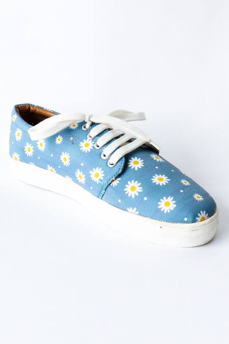 LA Fiza_Blue Ella Daisy Sneakers_Online_at_Aza_Fashions