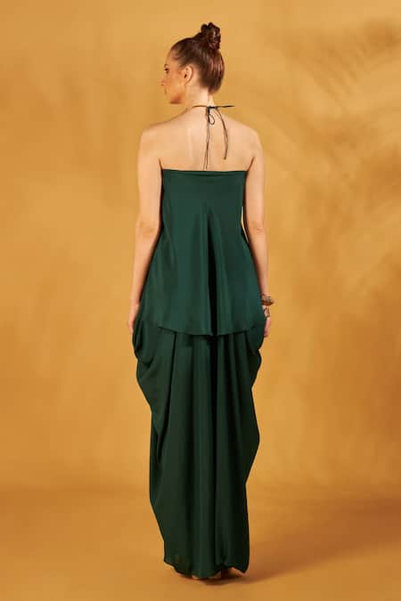 NA-KA Draped Choker Neck Co-ord Pant Set 