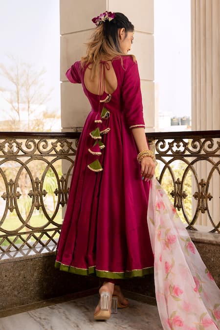Pomcha Jaipur Cotton Silk Anarkali Set 