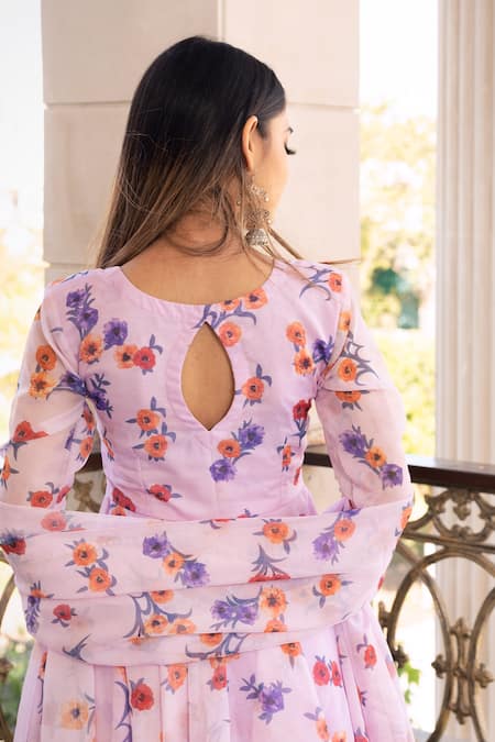 Pomcha Jaipur Floral Print Anarkali Set 