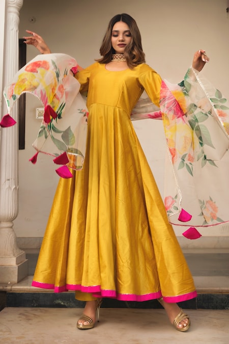 POMCHA JAIPUR Cotton Silk Anarkali Set 